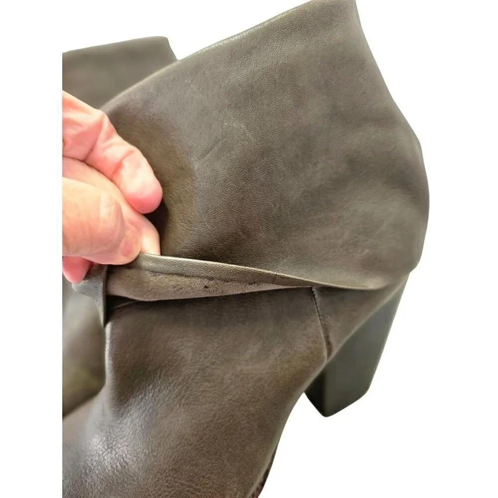 Vince Camuto Leather FoldOver Ankle Boot Women Sz 9 Taupe Brn 4